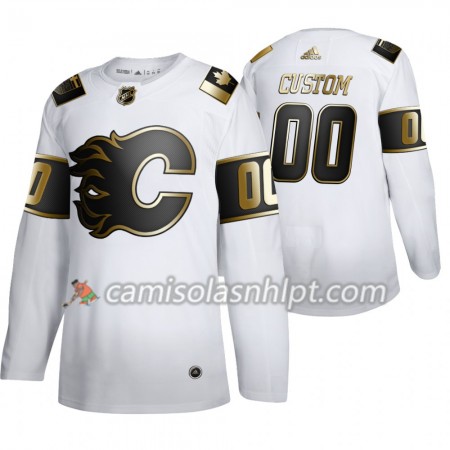 Camisola Calgary Flames Personalizado Adidas 2019-2020 Golden Edition Branco Authentic - Homem